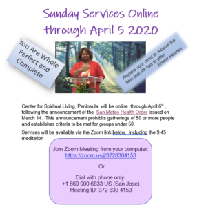 Sunday Service @ Center for Spiritual Living, Peninsula | Redwood City | California | United States